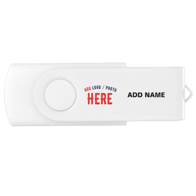 STYLISH MODERN CUSTOMIZABLE WHITE VERIFIED BRANDED FLASH DRIVE (Front)