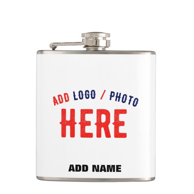 STYLISH MODERN CUSTOMIZABLE WHITE VERIFIED BRANDED FLASK (Front)