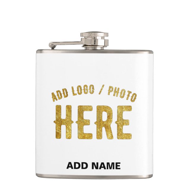 STYLISH MODERN CUSTOMIZABLE WHITE VERIFIED BRANDED FLASK (Front)