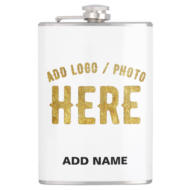STYLISH MODERN CUSTOMIZABLE WHITE VERIFIED BRANDED FLASK (Front)