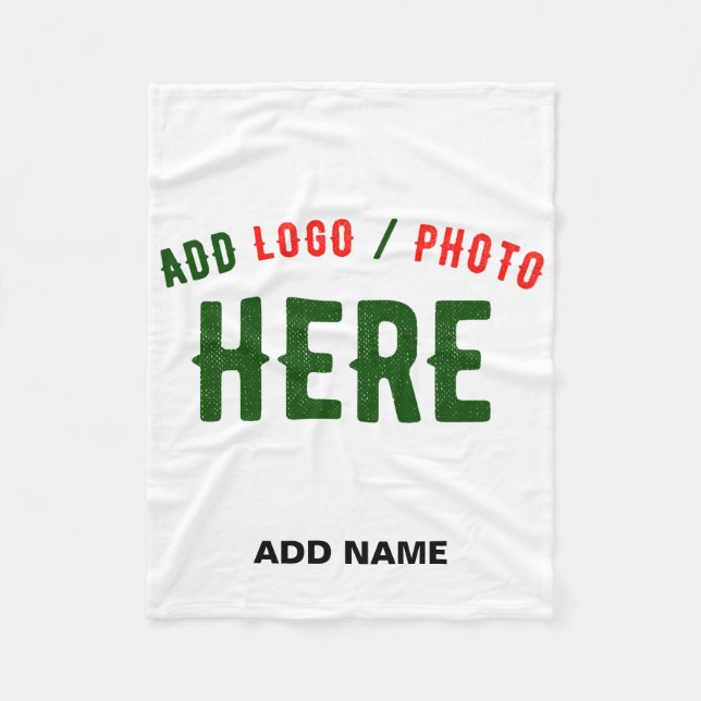STYLISH MODERN CUSTOMIZABLE WHITE VERIFIED BRANDED FLEECE BLANKET (Front)