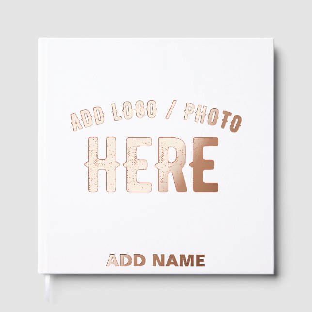 STYLISH MODERN CUSTOMIZABLE WHITE VERIFIED BRANDED FOIL GUEST BOOK  (Front)