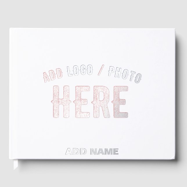 STYLISH MODERN CUSTOMIZABLE WHITE VERIFIED BRANDED FOIL GUEST BOOK  (Front)