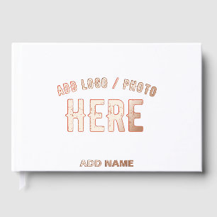 STYLISH MODERN CUSTOMIZABLE WHITE VERIFIED BRANDED FOIL GUEST BOOK