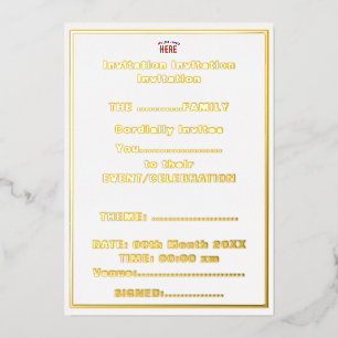 STYLISH MODERN CUSTOMIZABLE WHITE VERIFIED BRANDED FOIL INVITATION
