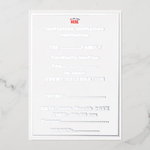 STYLISH MODERN CUSTOMIZABLE WHITE VERIFIED BRANDED FOIL INVITATION
