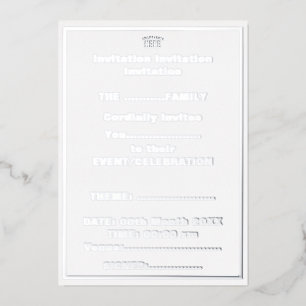 STYLISH MODERN CUSTOMIZABLE WHITE VERIFIED BRANDED FOIL INVITATION
