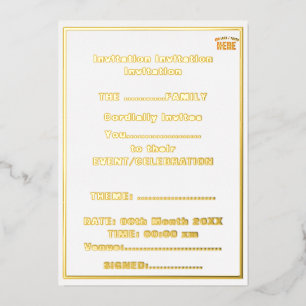 STYLISH MODERN CUSTOMIZABLE WHITE VERIFIED BRANDED FOIL INVITATION