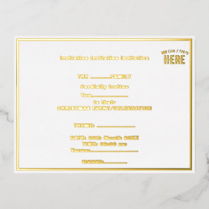 STYLISH MODERN CUSTOMIZABLE WHITE VERIFIED BRANDED FOIL INVITATION POSTCARD
