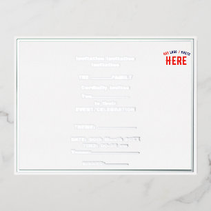 STYLISH MODERN CUSTOMIZABLE WHITE VERIFIED BRANDED FOIL INVITATION POSTCARD