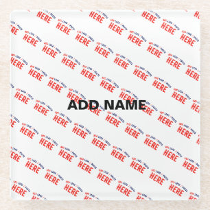 STYLISH MODERN CUSTOMIZABLE WHITE VERIFIED BRANDED GLASS COASTER