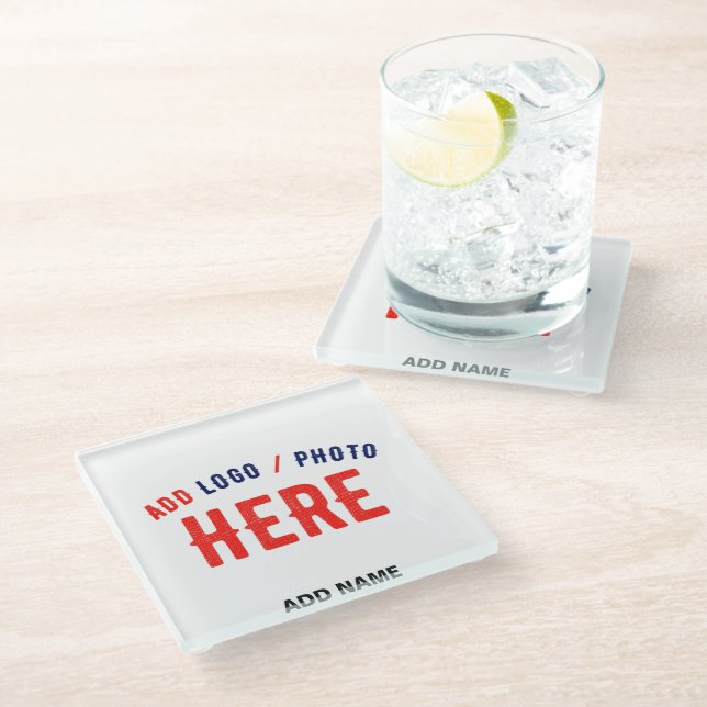 STYLISH MODERN CUSTOMIZABLE WHITE VERIFIED BRANDED GLASS COASTER (Angled)