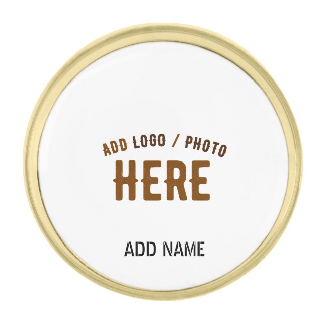 STYLISH MODERN CUSTOMIZABLE WHITE VERIFIED BRANDED GOLD FINISH LAPEL PIN (Front)