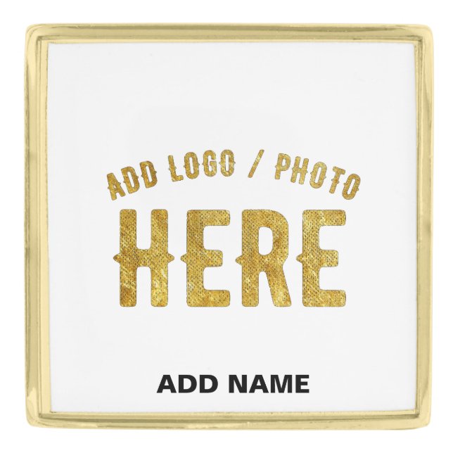 STYLISH MODERN CUSTOMIZABLE WHITE VERIFIED BRANDED GOLD FINISH LAPEL PIN (Front)