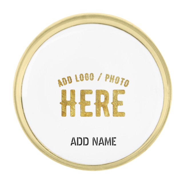 STYLISH MODERN CUSTOMIZABLE WHITE VERIFIED BRANDED GOLD FINISH LAPEL PIN (Front)