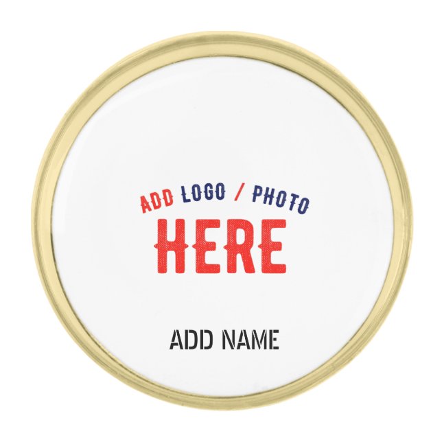 STYLISH MODERN CUSTOMIZABLE WHITE VERIFIED BRANDED GOLD FINISH LAPEL PIN (Front)