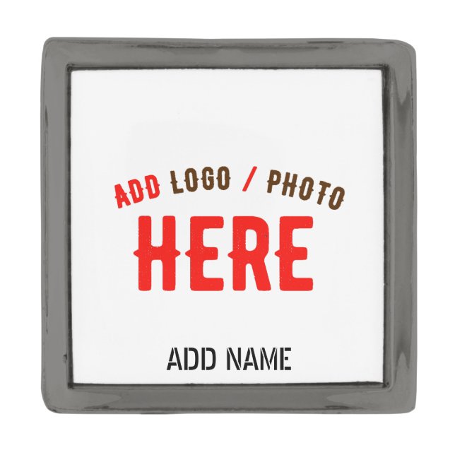 STYLISH MODERN CUSTOMIZABLE WHITE VERIFIED BRANDED GUNMETAL FINISH LAPEL PIN (Front)