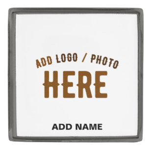 STYLISH MODERN CUSTOMIZABLE WHITE VERIFIED BRANDED GUNMETAL FINISH LAPEL PIN