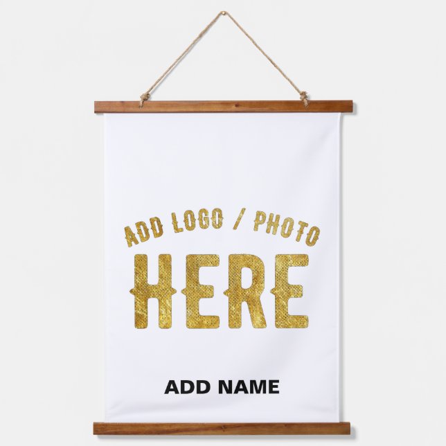 STYLISH MODERN CUSTOMIZABLE WHITE VERIFIED BRANDED HANGING TAPESTRY (Front)