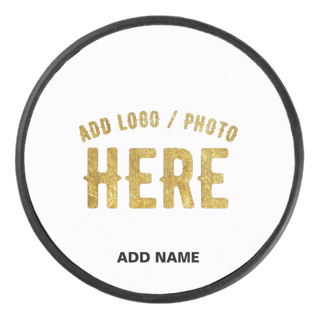 STYLISH MODERN CUSTOMIZABLE WHITE VERIFIED BRANDED HOCKEY PUCK (Front)