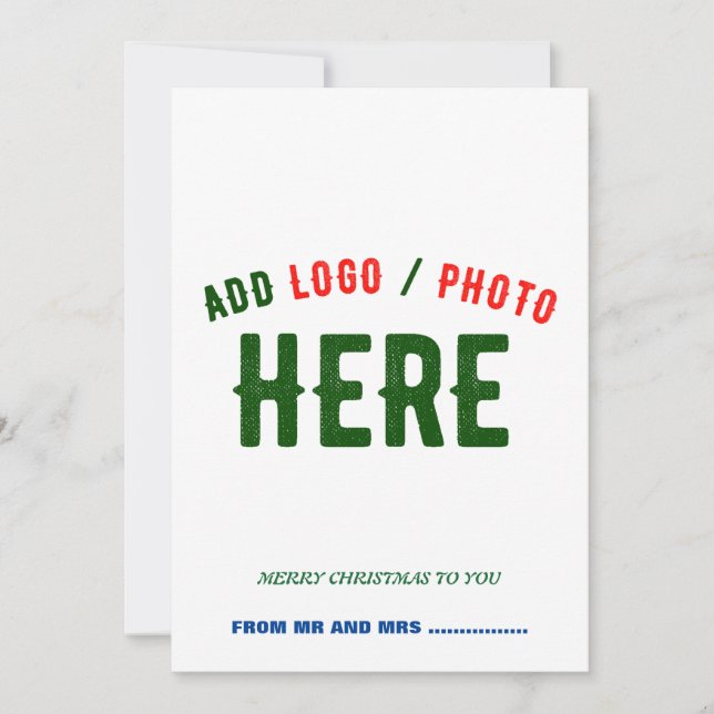 STYLISH MODERN CUSTOMIZABLE WHITE VERIFIED BRANDED HOLIDAY CARD (Front)