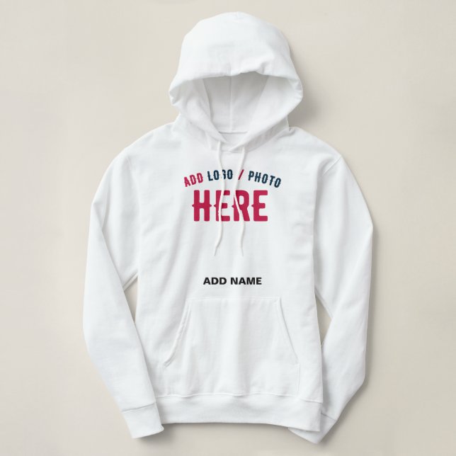 STYLISH MODERN CUSTOMIZABLE WHITE VERIFIED BRANDED HOODIE (Design Front)