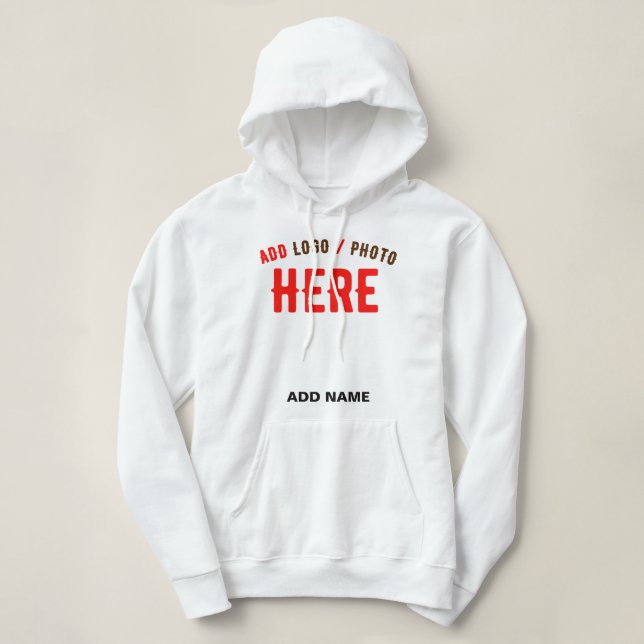 STYLISH MODERN CUSTOMIZABLE WHITE VERIFIED BRANDED HOODIE (Design Front)