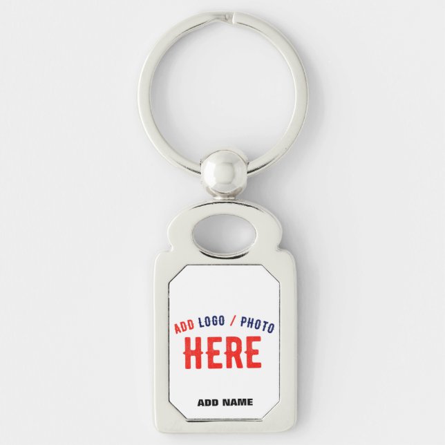 STYLISH MODERN CUSTOMIZABLE WHITE VERIFIED BRANDED KEYCHAIN (Front)