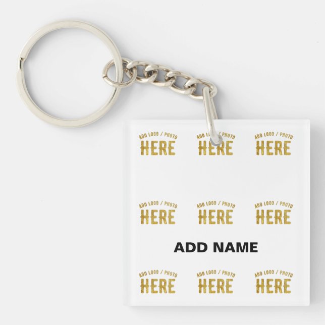 STYLISH MODERN CUSTOMIZABLE WHITE VERIFIED BRANDED KEYCHAIN (Front)