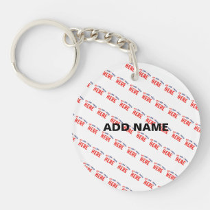 STYLISH MODERN CUSTOMIZABLE WHITE VERIFIED BRANDED KEYCHAIN