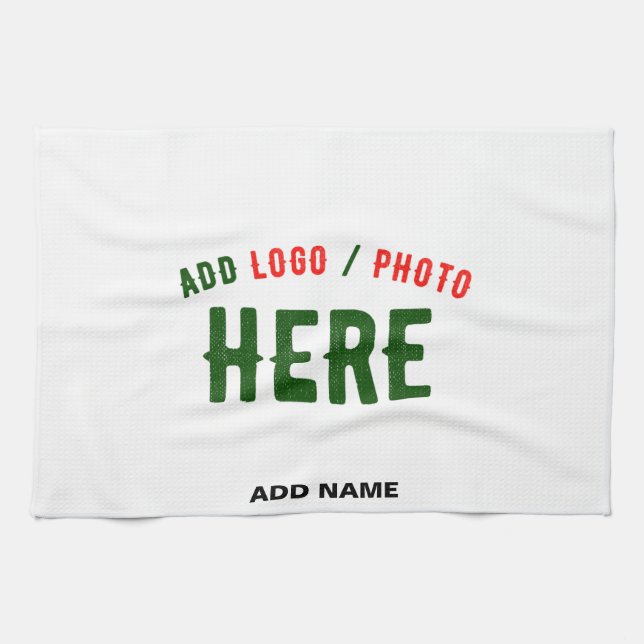 STYLISH MODERN CUSTOMIZABLE WHITE VERIFIED BRANDED KITCHEN TOWEL (Horizontal)