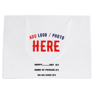 STYLISH MODERN CUSTOMIZABLE WHITE VERIFIED BRANDED LARGE GIFT BAG