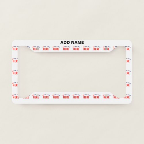 STYLISH MODERN CUSTOMIZABLE WHITE VERIFIED BRANDED LICENSE PLATE FRAME