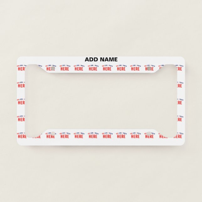 STYLISH MODERN CUSTOMIZABLE WHITE VERIFIED BRANDED LICENSE PLATE FRAME (Front)