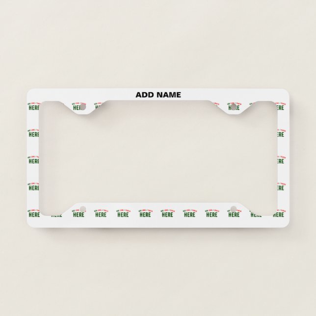 STYLISH MODERN CUSTOMIZABLE WHITE VERIFIED BRANDED LICENSE PLATE FRAME (Front)