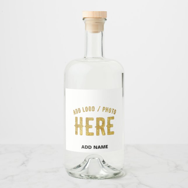 STYLISH MODERN CUSTOMIZABLE WHITE VERIFIED BRANDED LIQUOR BOTTLE LABEL (Front)