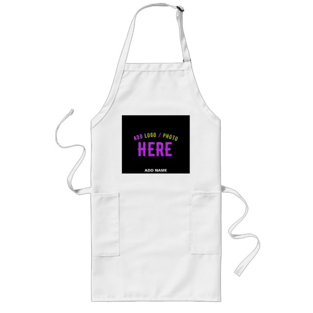 STYLISH MODERN CUSTOMIZABLE WHITE VERIFIED BRANDED LONG APRON (Front)