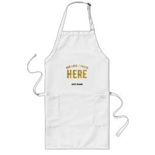 STYLISH MODERN CUSTOMIZABLE WHITE VERIFIED BRANDED LONG APRON