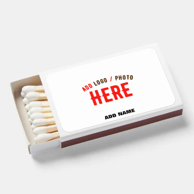 STYLISH MODERN CUSTOMIZABLE WHITE VERIFIED BRANDED MATCHBOXES | Zazzle