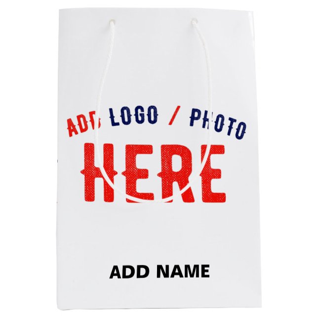 STYLISH MODERN CUSTOMIZABLE WHITE VERIFIED BRANDED MEDIUM GIFT BAG (Front)