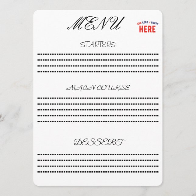 STYLISH MODERN CUSTOMIZABLE WHITE VERIFIED BRANDED MENU (Front)