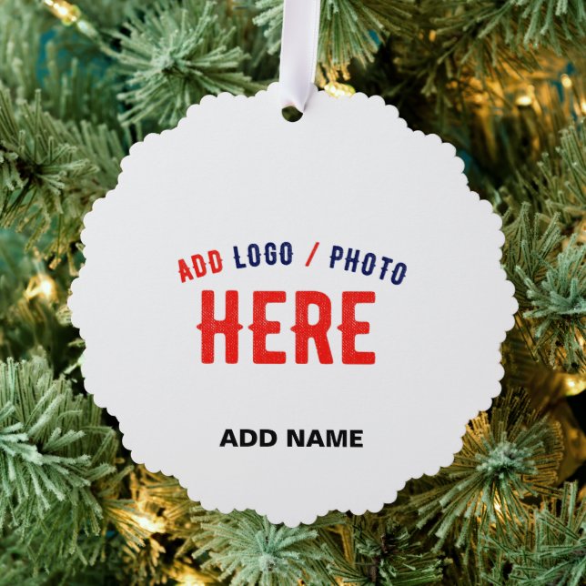 STYLISH MODERN CUSTOMIZABLE WHITE VERIFIED BRANDED ORNAMENT CARD (Insitu (Tree))
