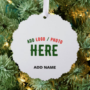 STYLISH MODERN CUSTOMIZABLE WHITE VERIFIED BRANDED ORNAMENT CARD