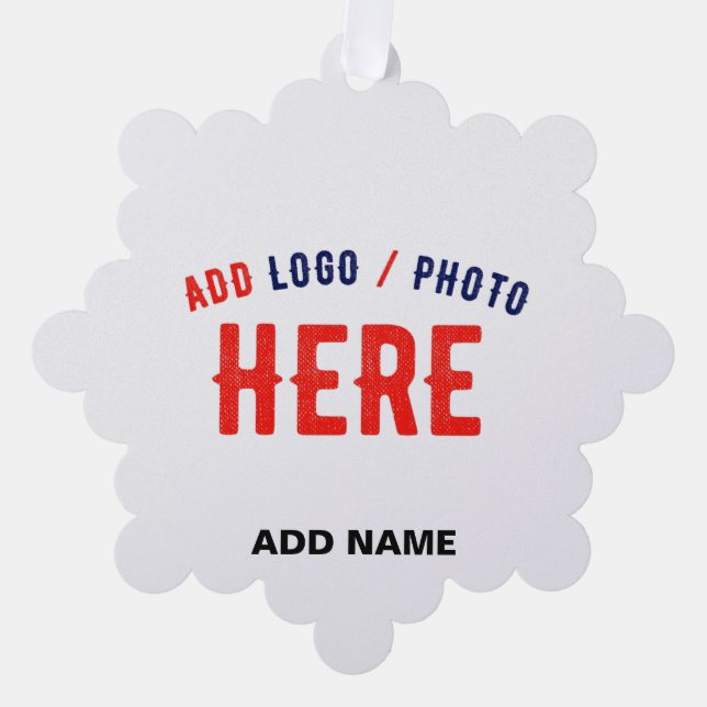 STYLISH MODERN CUSTOMIZABLE WHITE VERIFIED BRANDED ORNAMENT CARD (Front)