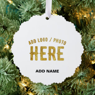 STYLISH MODERN CUSTOMIZABLE WHITE VERIFIED BRANDED ORNAMENT CARD