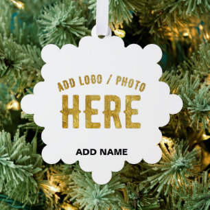 STYLISH MODERN CUSTOMIZABLE WHITE VERIFIED BRANDED ORNAMENT CARD