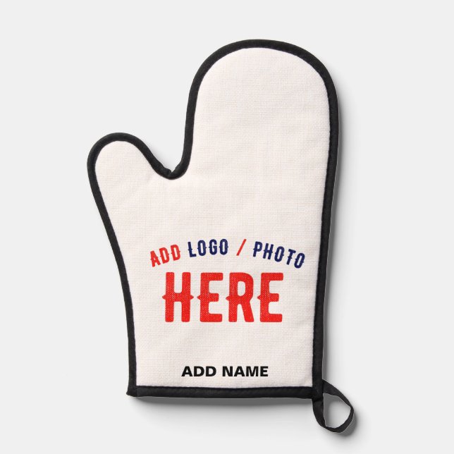STYLISH MODERN CUSTOMIZABLE WHITE VERIFIED BRANDED OVEN MITT (Front)