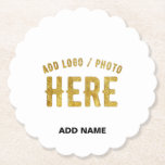 STYLISH MODERN CUSTOMIZABLE WHITE VERIFIED BRANDED PAPER COASTER<br><div class="desc">THIS IS A DESIGN FITTING FOR CUSTOMERS.YOU CAN CHANGE, RESIZE OR ADD LOGO, PHOTO, TEXT AND COLOURS THE WAY YOU LIKE.THANK YOU.</div>