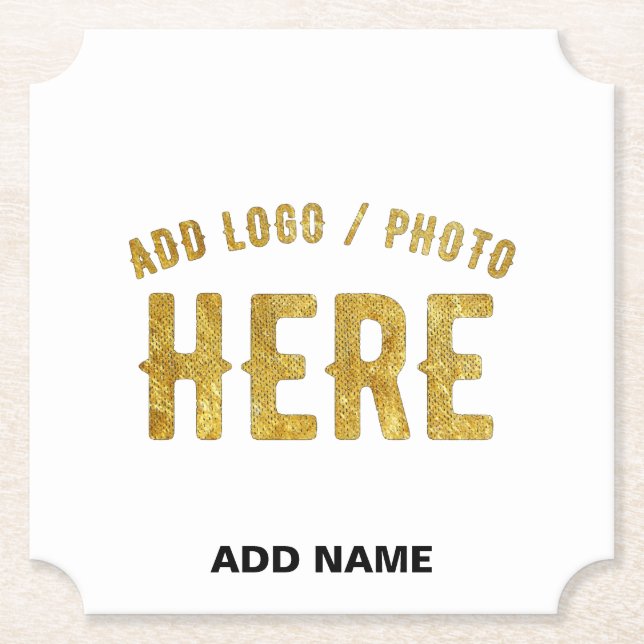 STYLISH MODERN CUSTOMIZABLE WHITE VERIFIED BRANDED PAPER COASTER (Front)