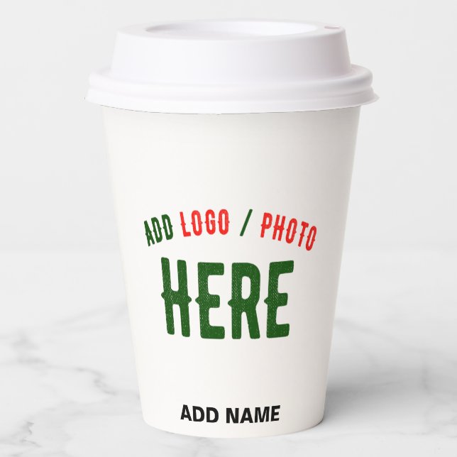 STYLISH MODERN CUSTOMIZABLE WHITE VERIFIED BRANDED PAPER CUPS (Front)